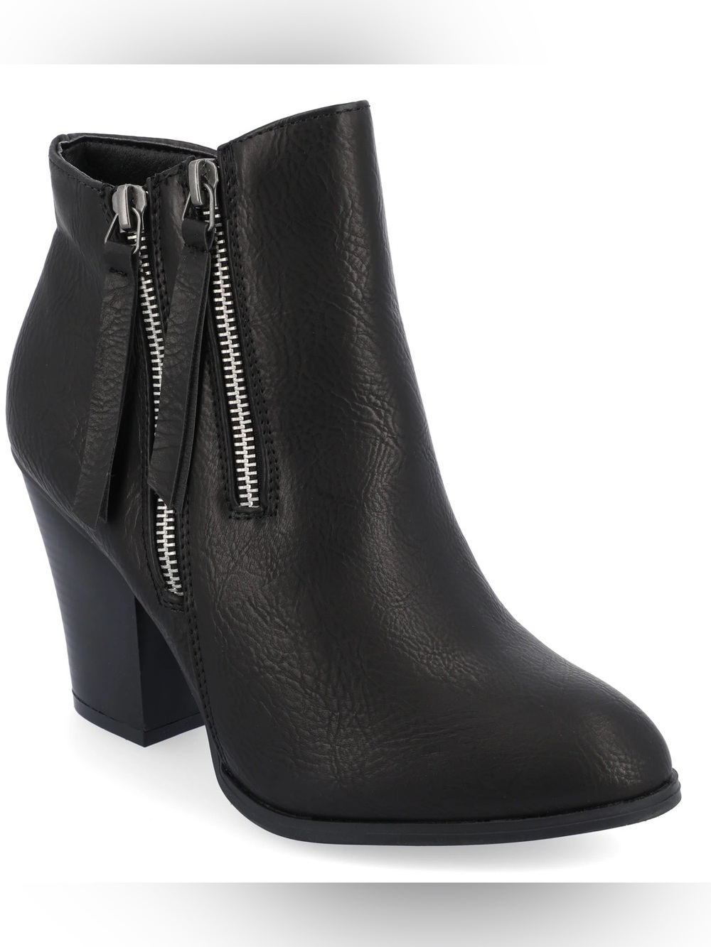 Journee Collection Women's Valley Zip Black Ankle Boots